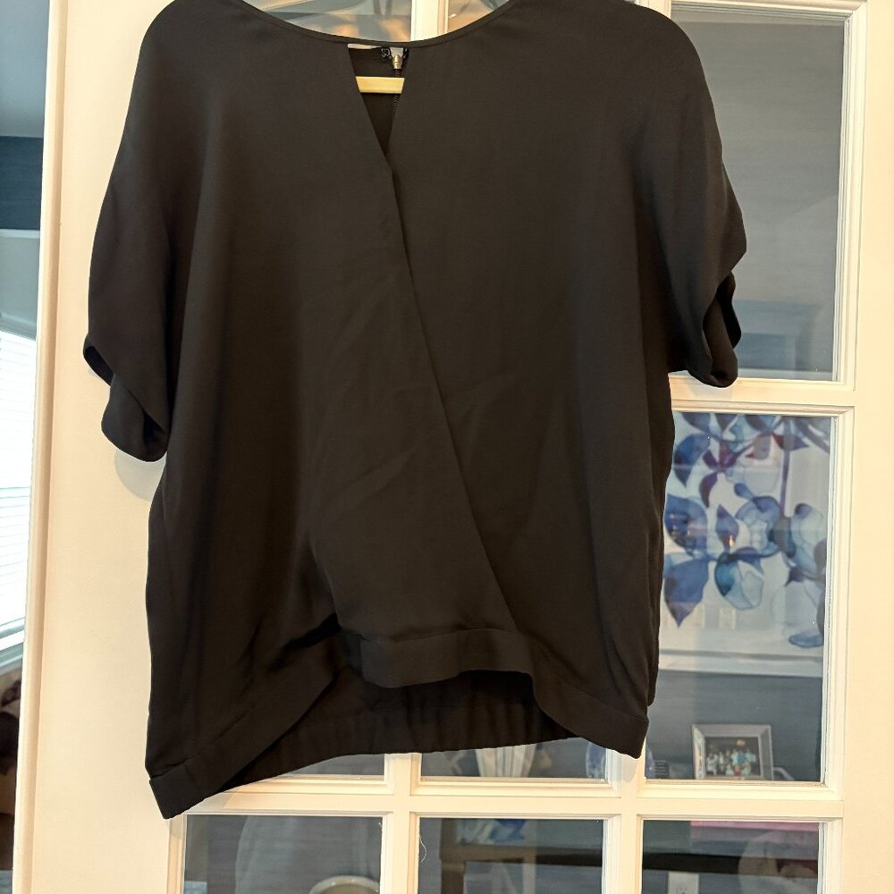 Theory Black Silk blouse with wrap front size L
